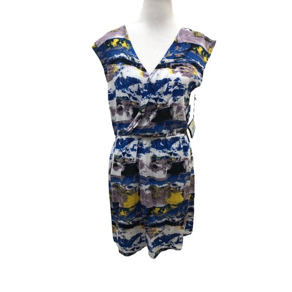 Volcom Kyoto Womens Jrs Large Dress Surplice Front Abstract Blouson - Picture 1 of 5
